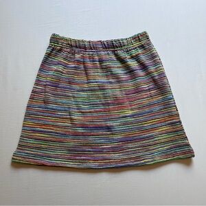 NWT TREE OF LIFE rainbow stripe space knit elastic waist open mini skirt